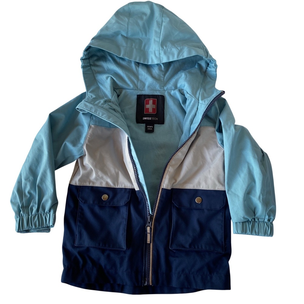 Swiss Tech Toddler Kids Heavyweight Hooded Jacket Multi Blue/WhiteSize 3T
